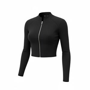 Zara Black Zip-Up Cropped Sweater - SKU 1075